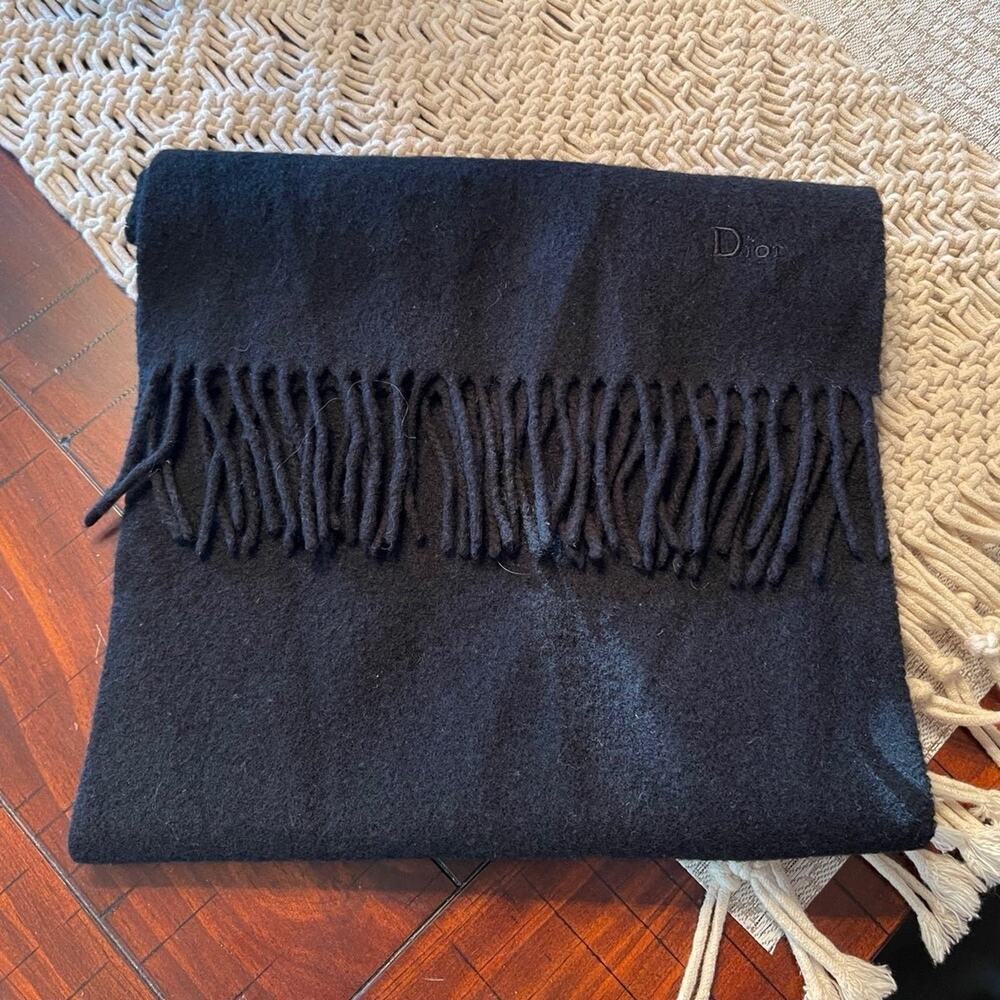 Christian Dior 100% lambswool black scarf unisex VINTAGE